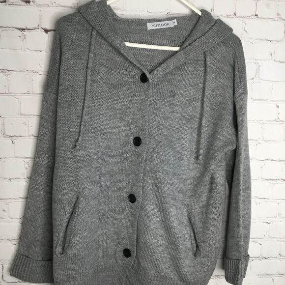Misslook Women's Gray Knit Button Up Cardigan Size S - Picture 1 of 15